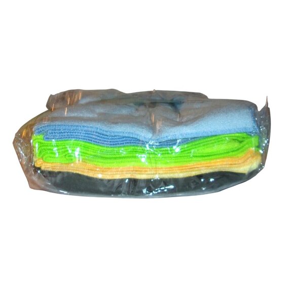 Microfiber Cleaning Cloths Pack Of 12 Black Green Blue Yellow 12x16in Machine Wa - Picture 3 of 3